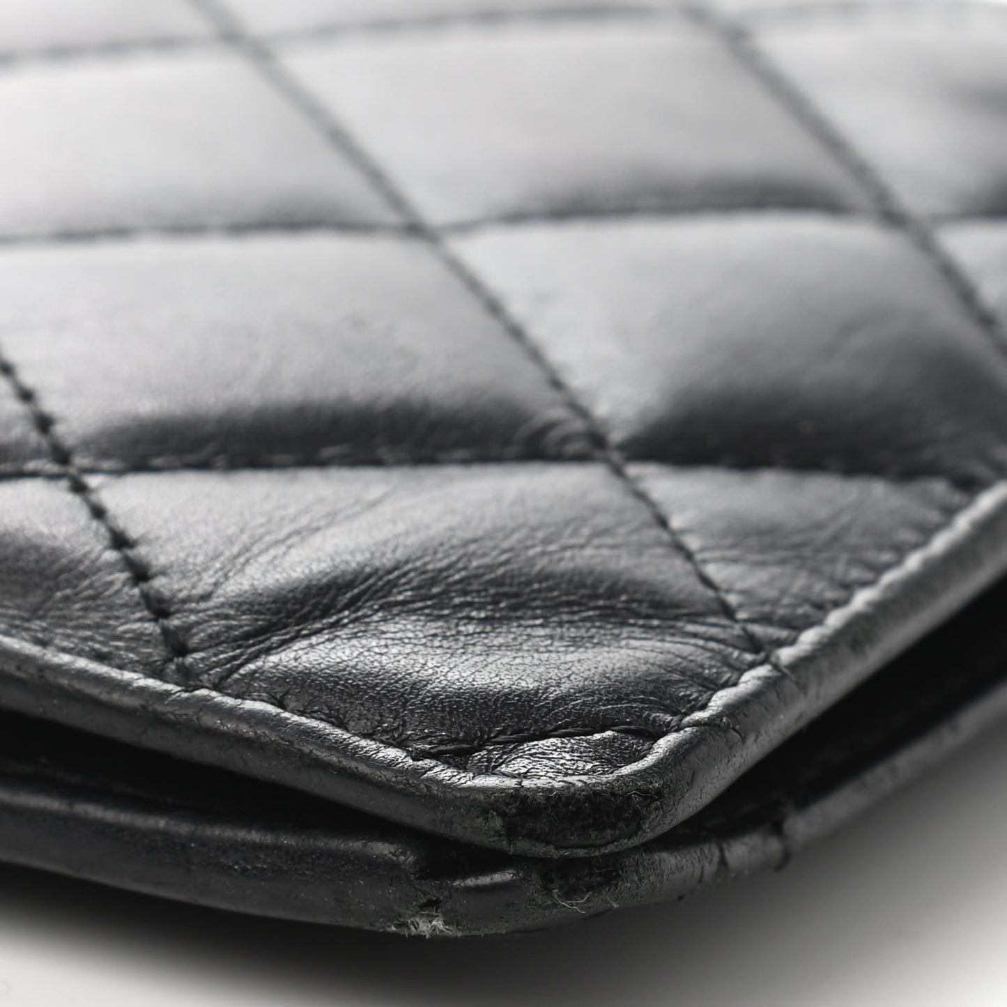 Calfskin Quilted Cambon Yen Wallet Black