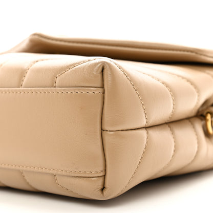 Saint Laurent Calfskin Y Quilted Monogram Toy Loulou Crossbody Bag Latte 11 of 13