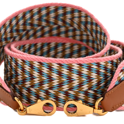 Hermes Toile Swift 50mm Sangle Cavale Shoulder Strap Rose d'Ete White Gold 3 of 6