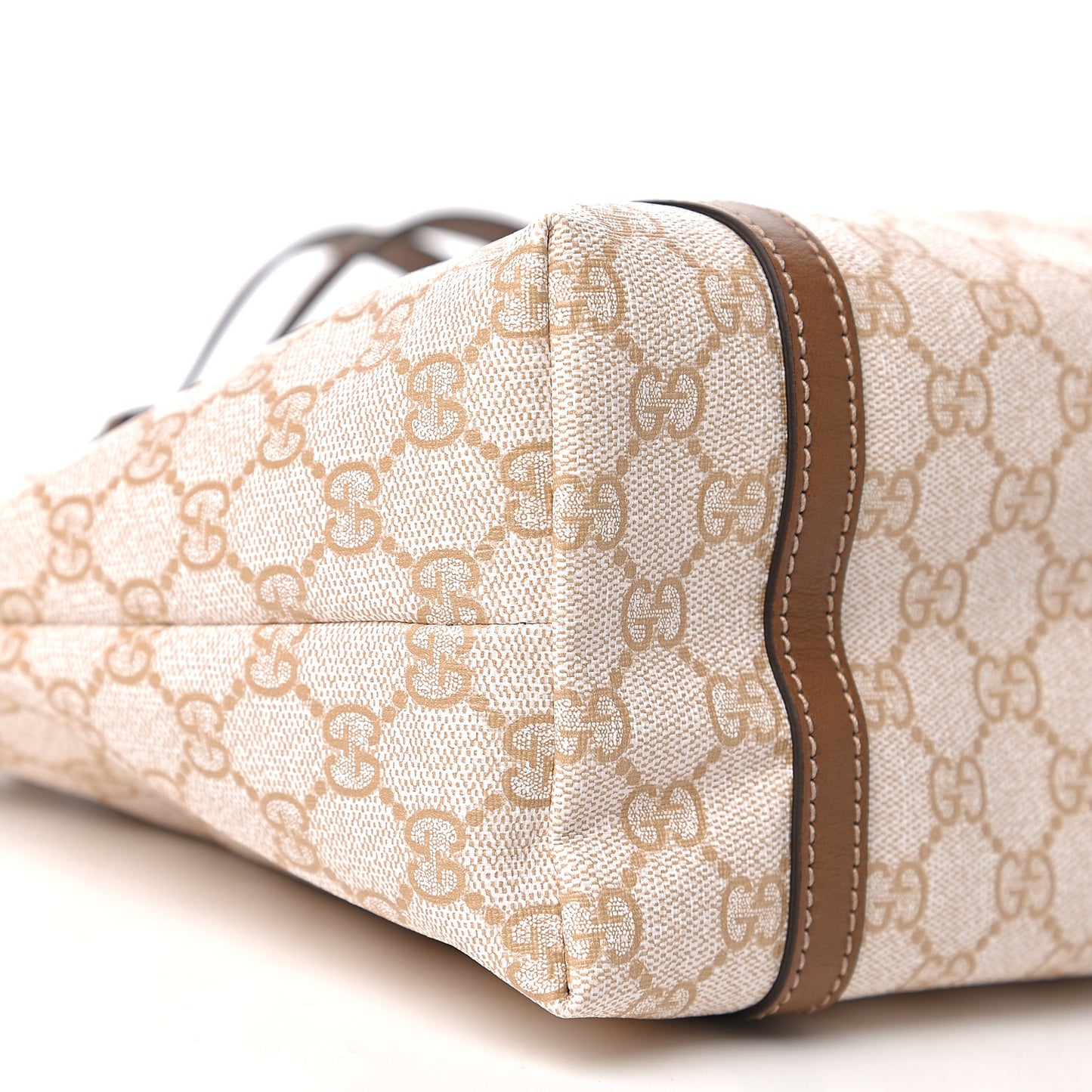 GG Supreme Monogram Calfskin Small Nice Tote New Mystic White Beige Brown