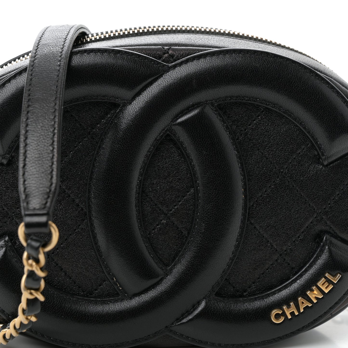 Lambskin Quilted Coco Midnight Camera Case Black