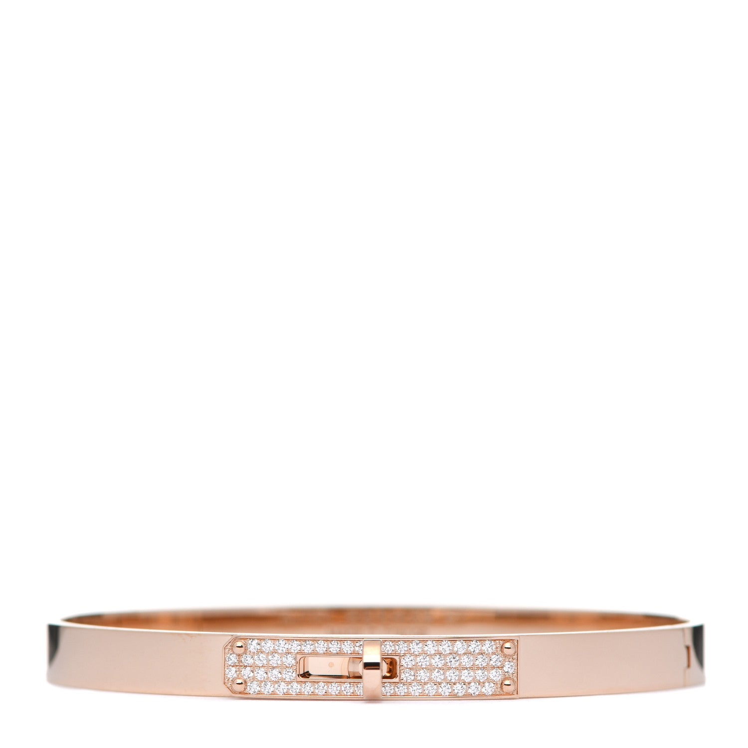 Hermes 18K Rose Gold Diamond PM Kelly Pave Bracelet ST 1 of 4