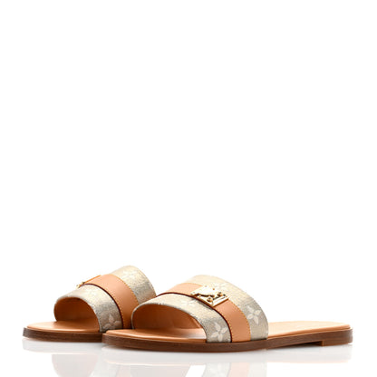 Louis Vuitton Monoglam Lock It Flat Mule 39 Gold 3 of 9