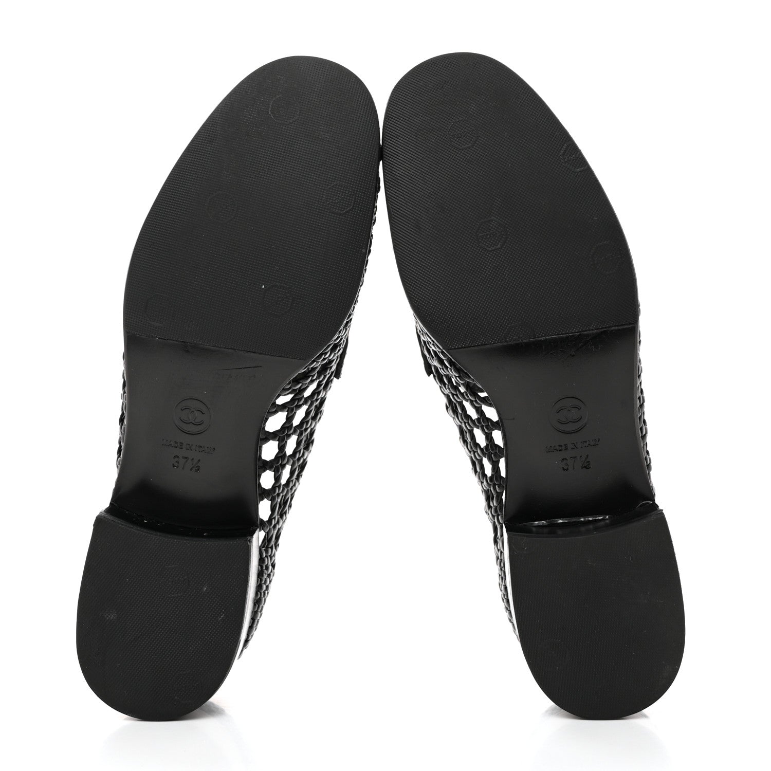 Chanel Shiny Braided Goatskin Loafers 37.5 Black 5 of 9