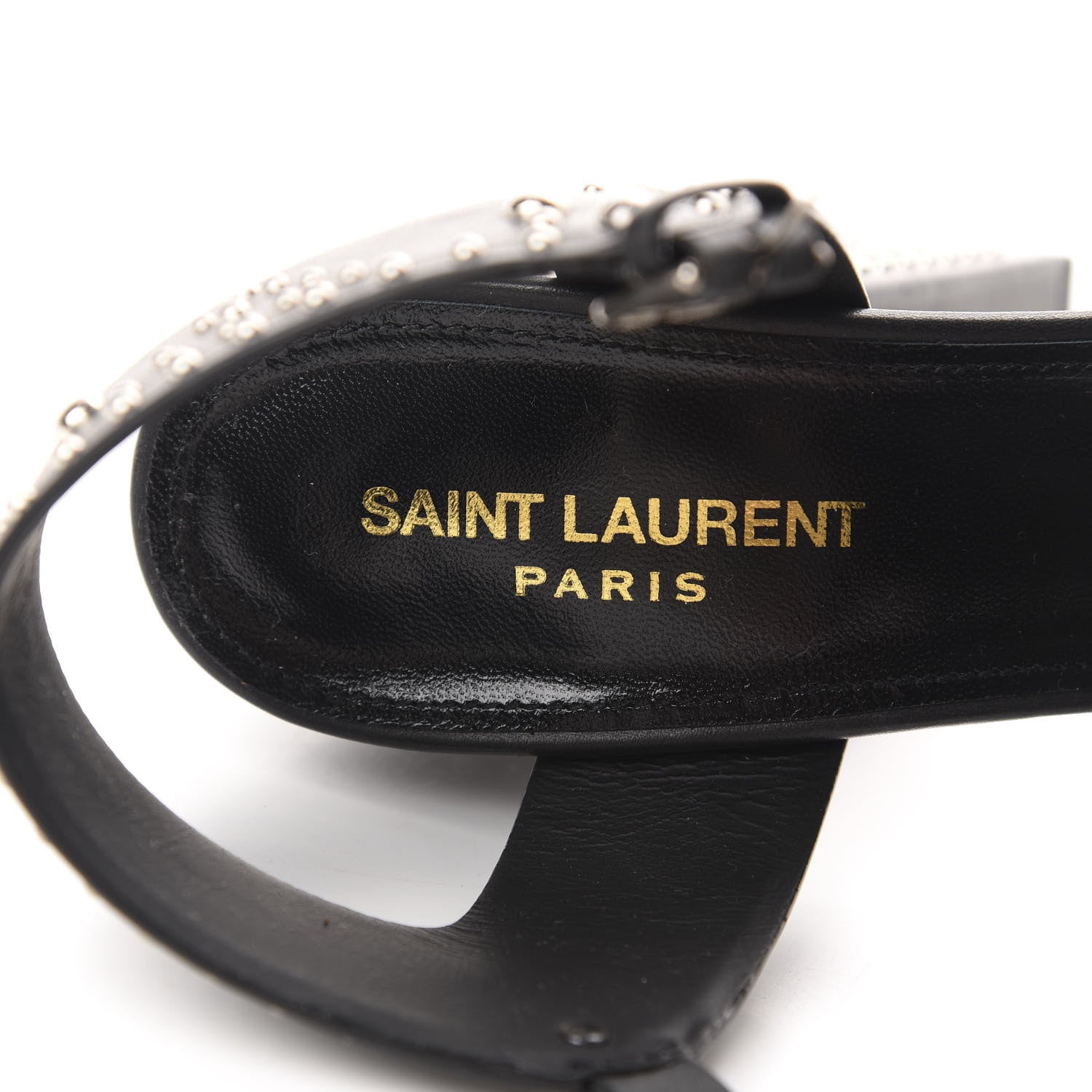 Saint Laurent Calfskin Studded Farrah 80 Platform Sandals 40 Black 7 of 9