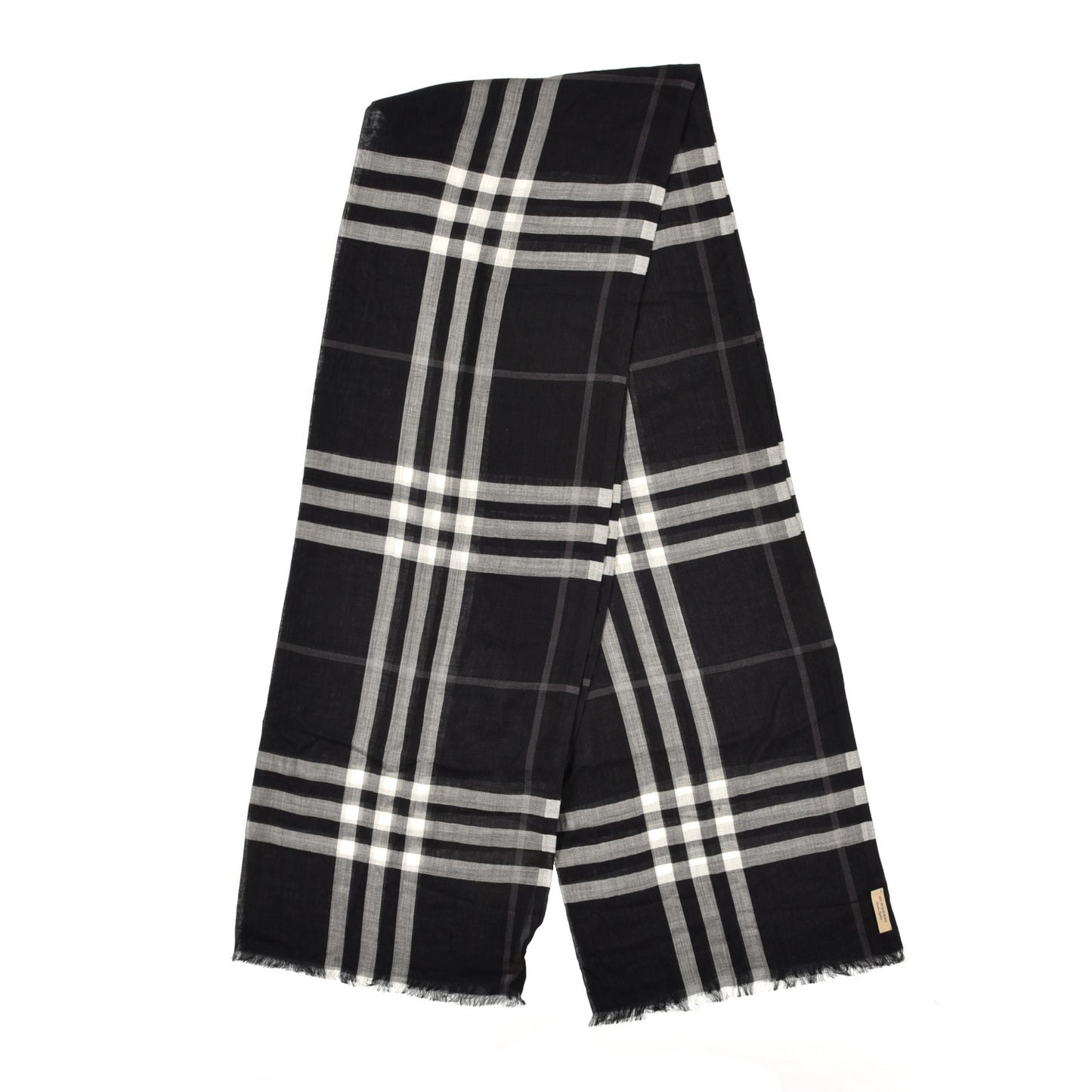 Cashmere Giant Check Lightweight Scarf Grey