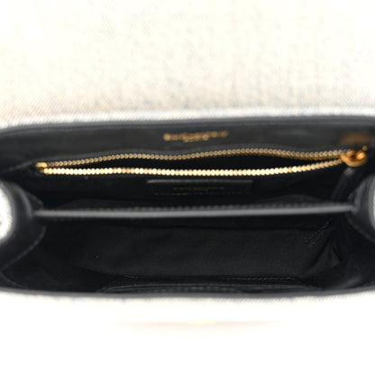 Saint Laurent Denim Y Quilted Monogram Toy Loulou Crossbody Bag Grey 5 of 13