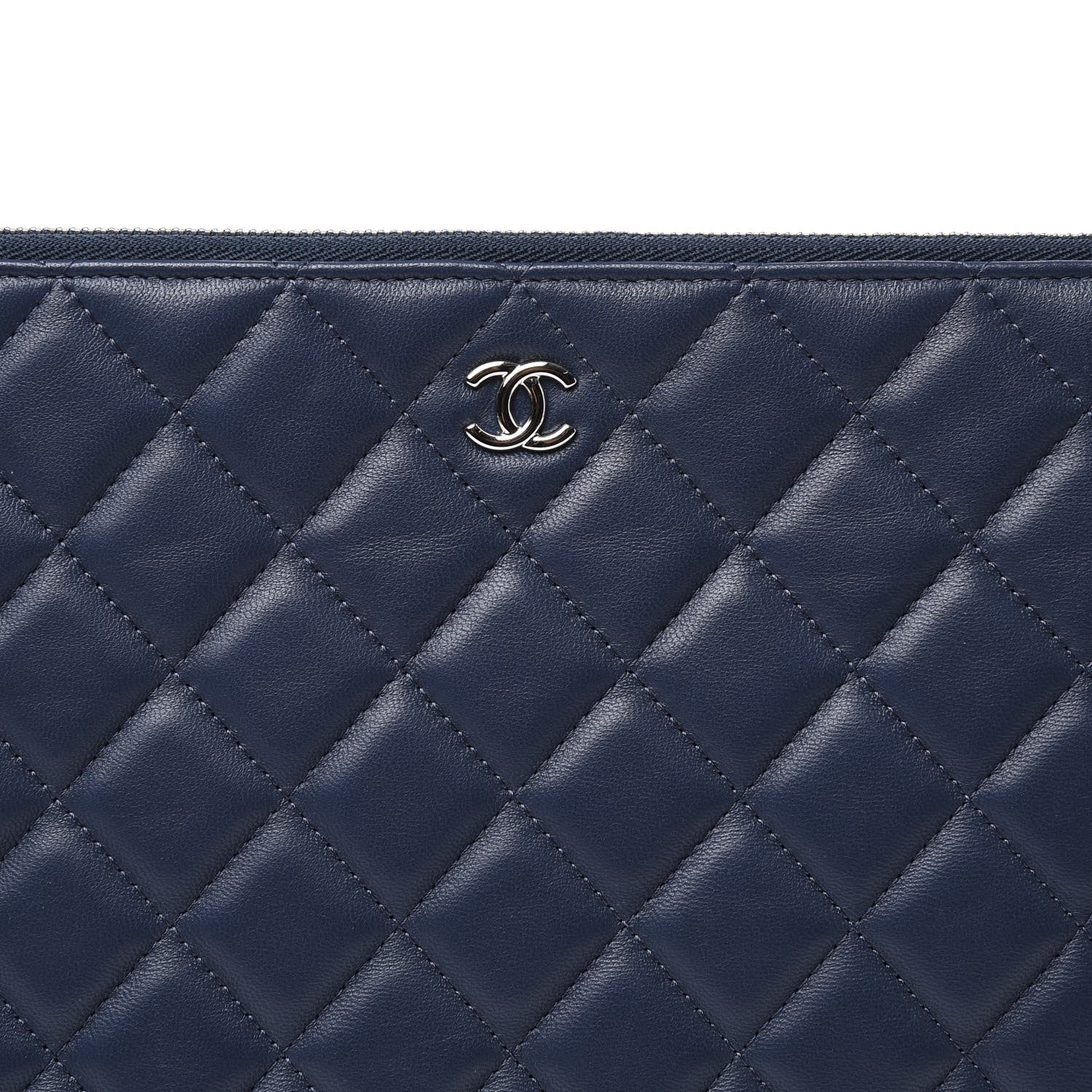 Chanel Lambskin Quilted Large Cosmetic Case Navy 9 of 10