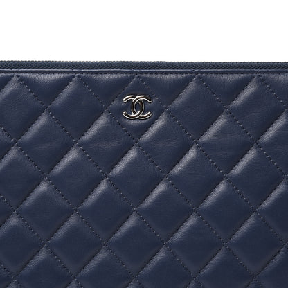 Chanel Lambskin Quilted Large Cosmetic Case Navy 9 of 10