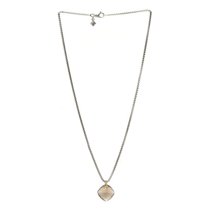 David Yurman Sterling Silver 18K Yellow Gold Smoky Quartz Cushion Capri Pendant Necklace 3 of 4