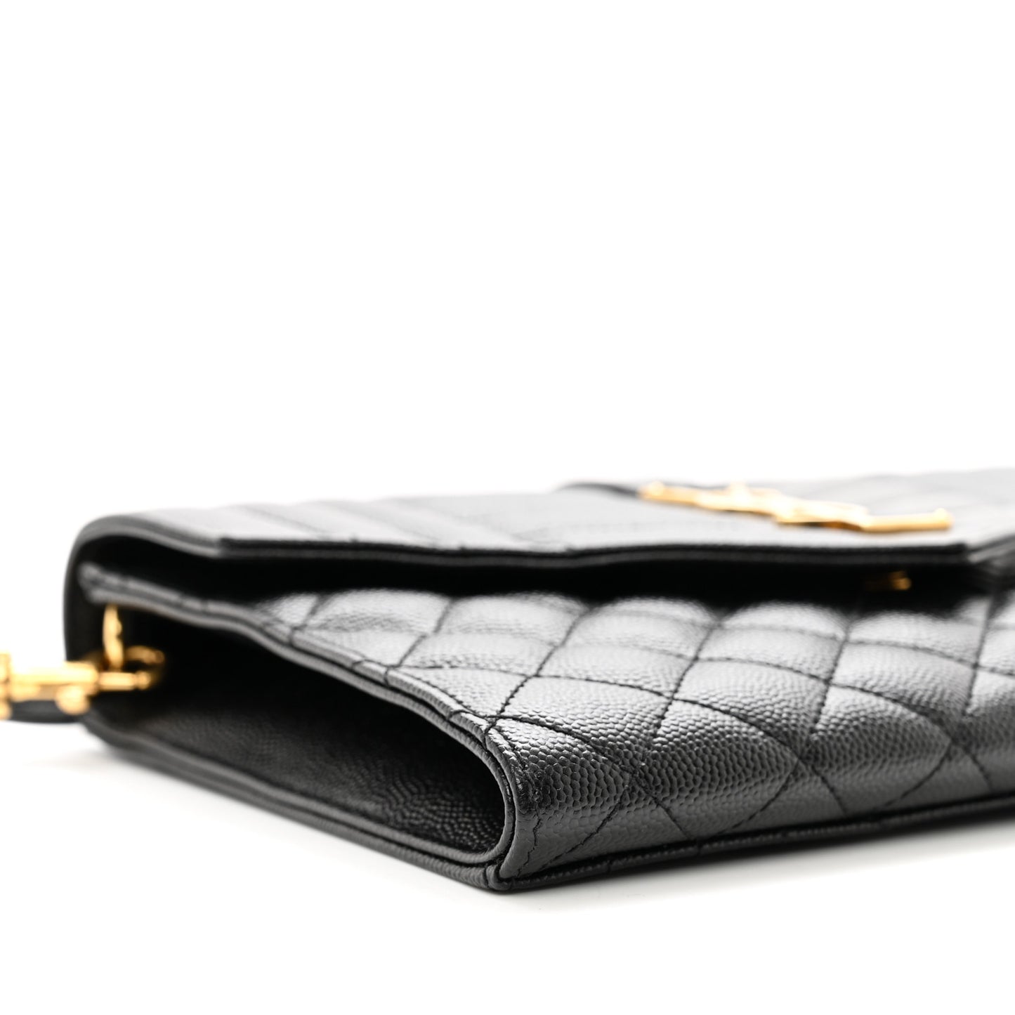 Grain De Poudre Textured Mixed Matelasse Triquilt Monogram Clutch Black