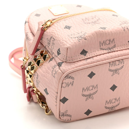 MCM Visetos Side Stud X-Mini Stark Bebe Boo Backpack Soft Pink 10 of 11