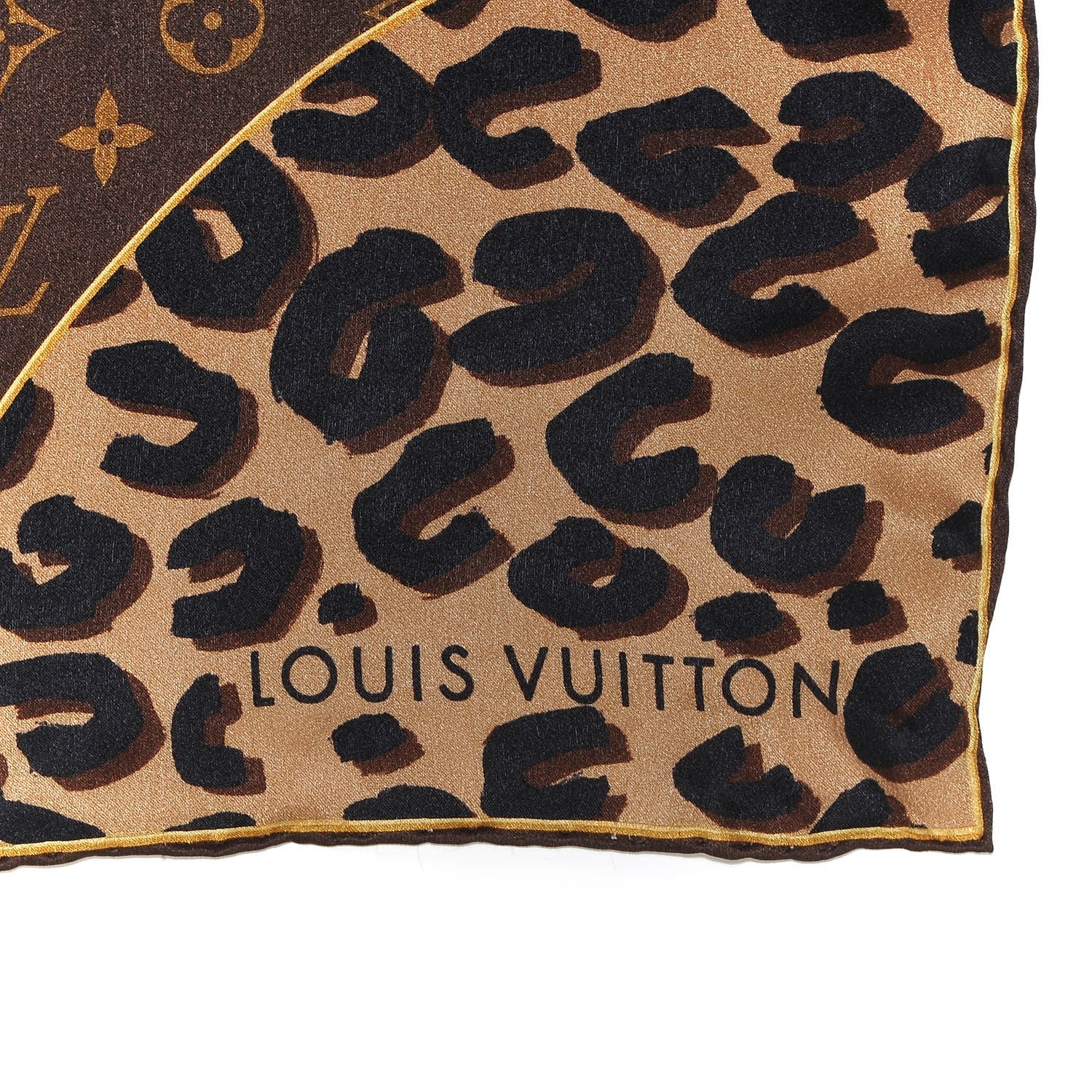 Louis Vuitton Silk Leopard Monogram Square Scarf 4 of 4
