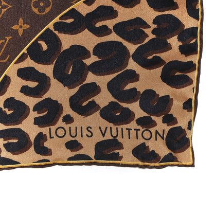 Louis Vuitton Silk Leopard Monogram Square Scarf 4 of 4