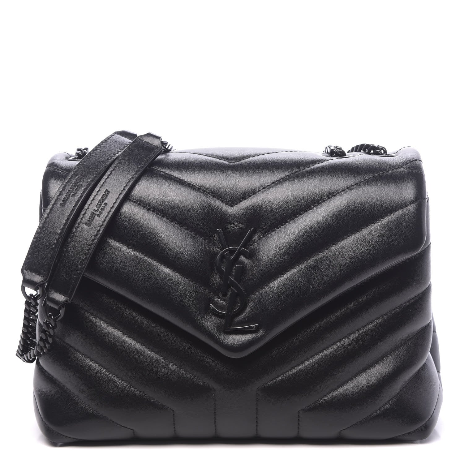 Saint Laurent Calfskin Y Quilted Monogram Small Loulou Chain Satchel Black 1 of 9