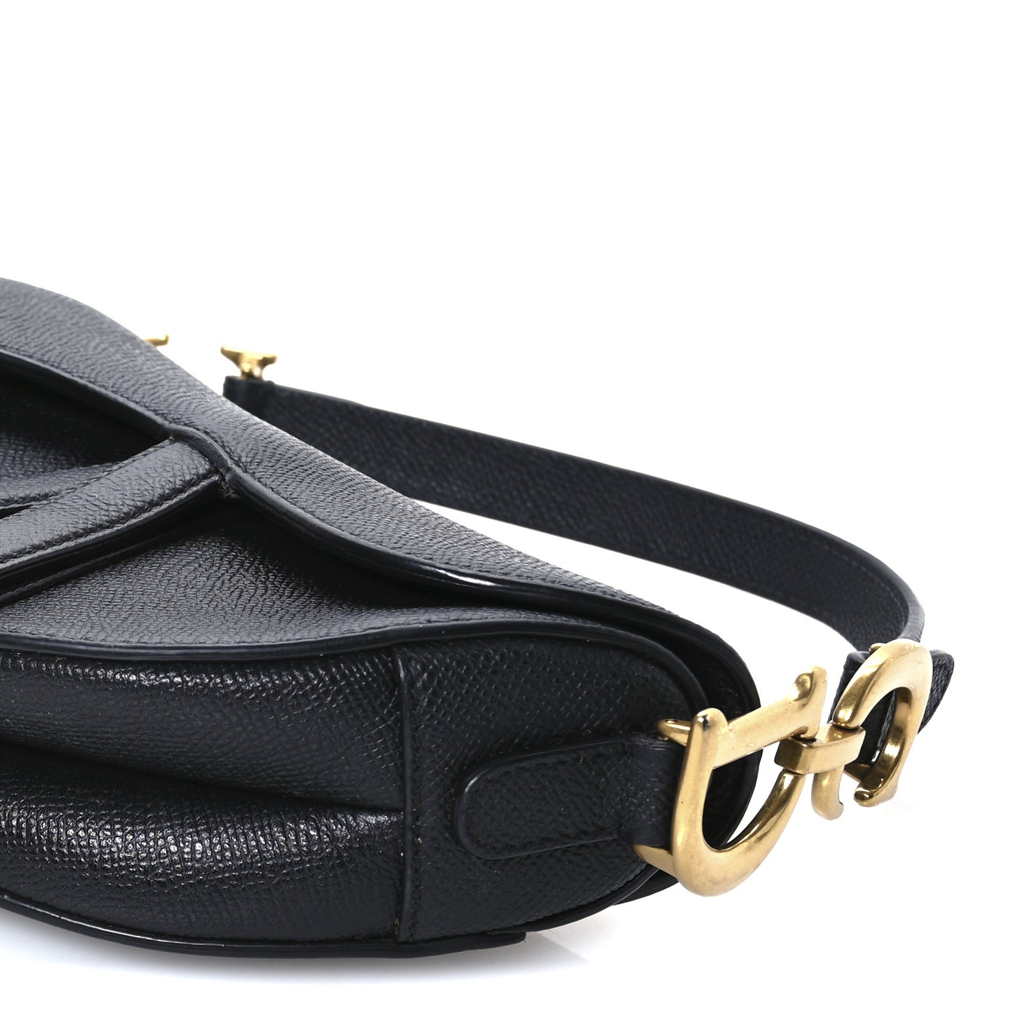 Grained Calfskin Mini Saddle Bag Black