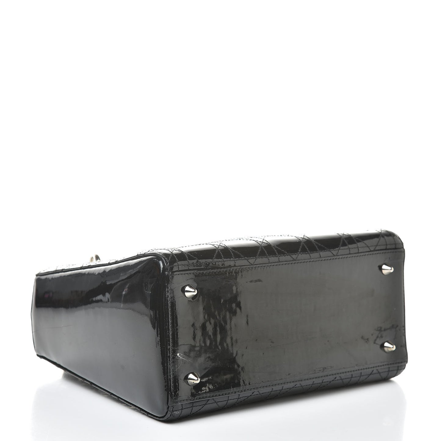 Patent Cannage Stitched Medium Lady Dior Black