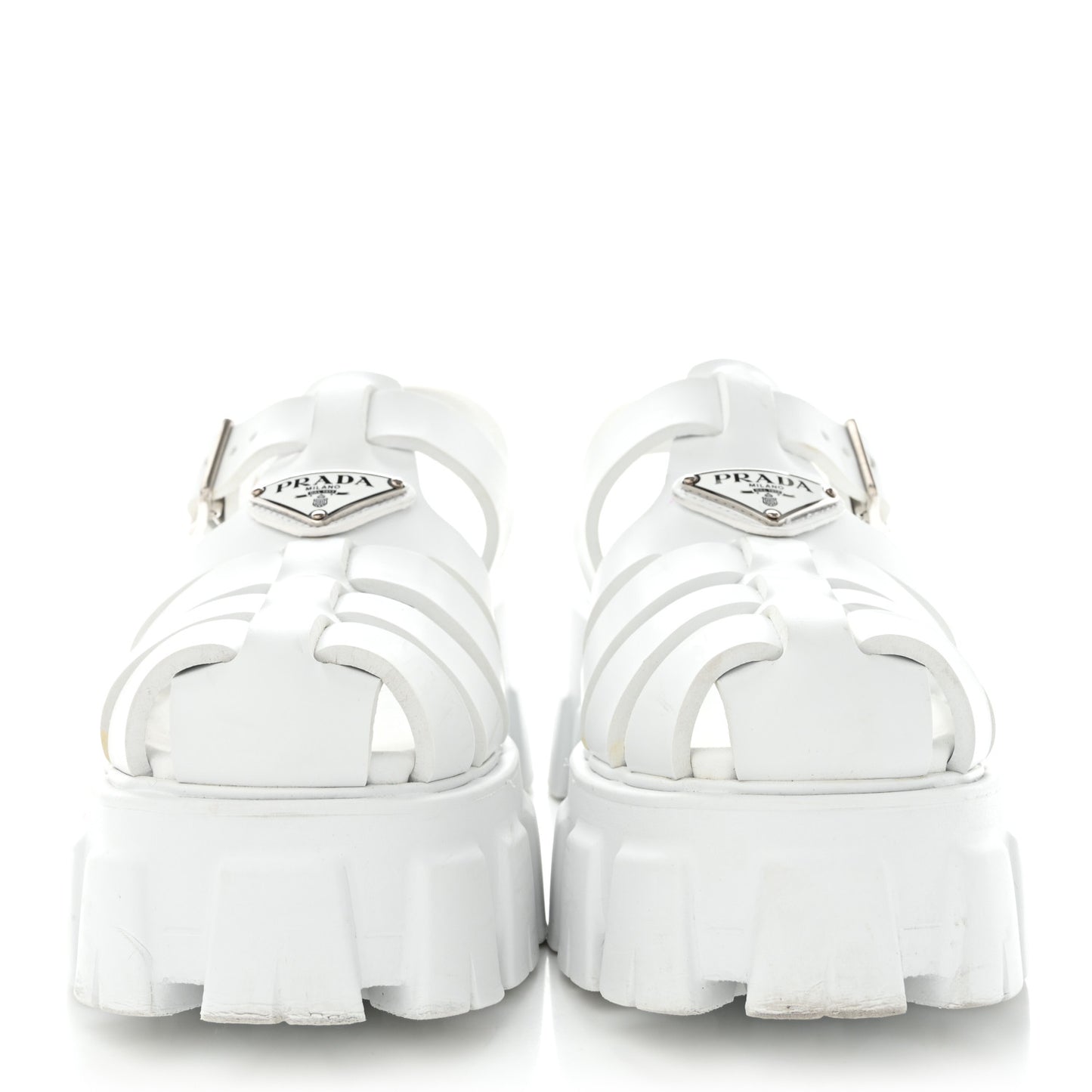 Foam Rubber Metal Triangle Logo Monolith 55mm Cage Sandals 35 White