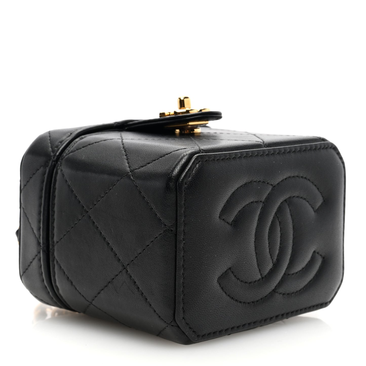 Lambskin Quilted Vanity Clutch With Chain Black