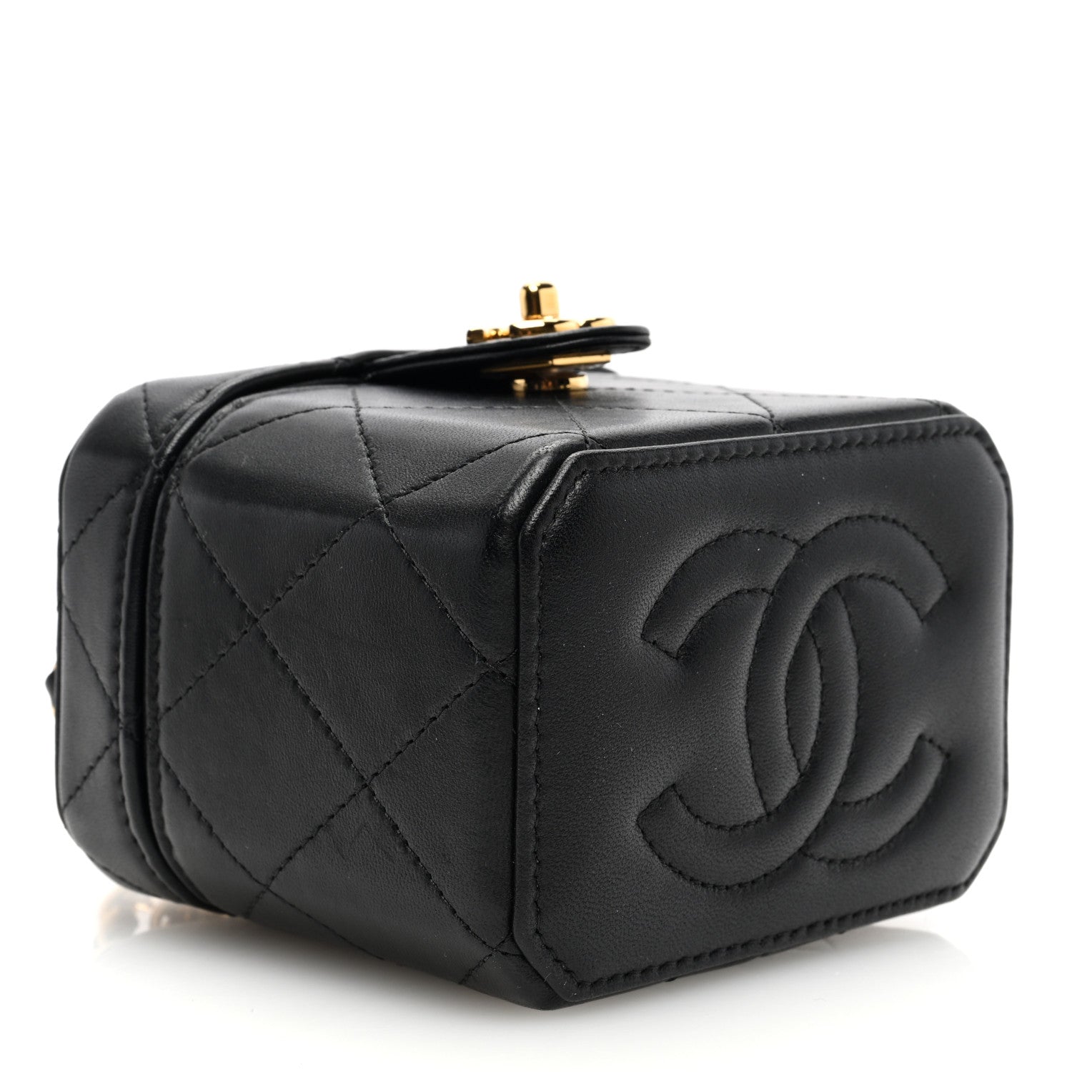 Chanel Lambskin Quilted Vanity Clutch With Chain Black 4 of 11
