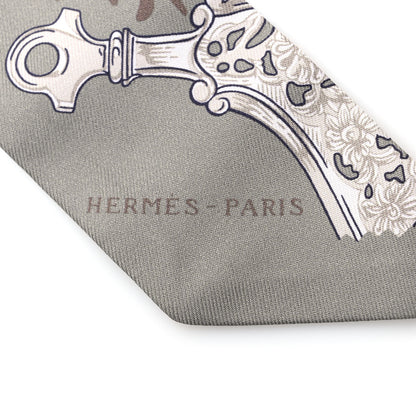 Hermes Silk Etriers Remix Twilly Sauge Marron Argent 5 of 5