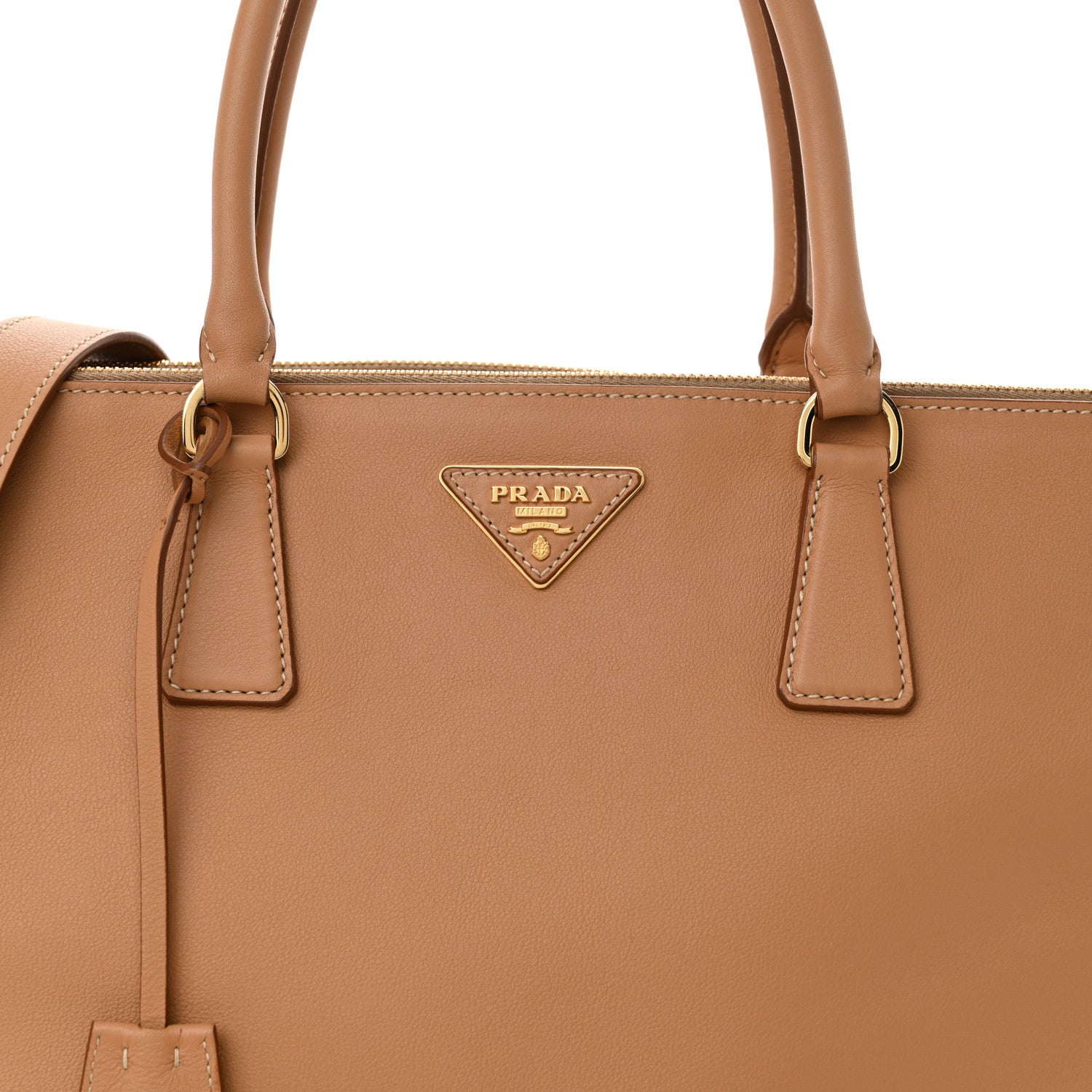 Prada Soft Grain Calfskin Extra Large Galleria Double Zip Tote Natural 7 of 10