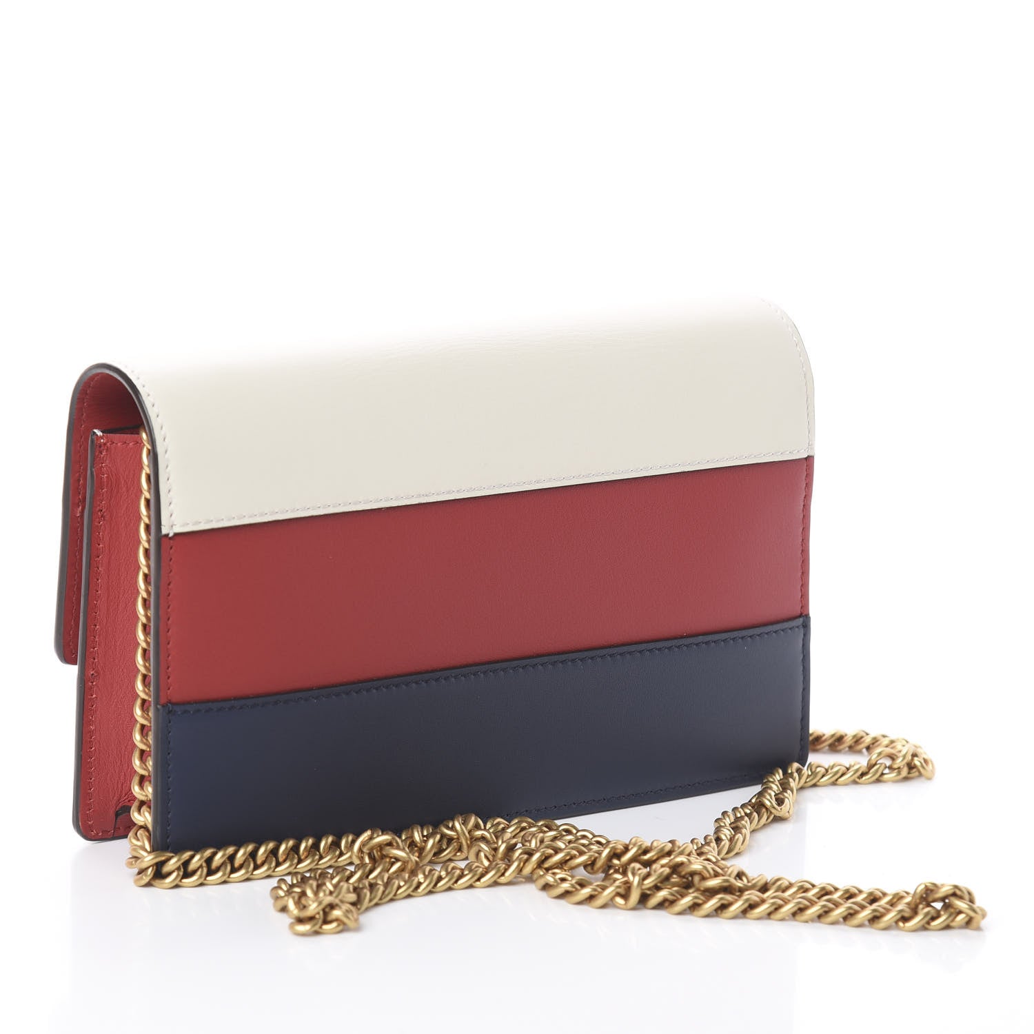 Gucci Calfskin Queen Margaret Chain Wallet Blue Agata Hibiscus Red Mystic White 2 of 7