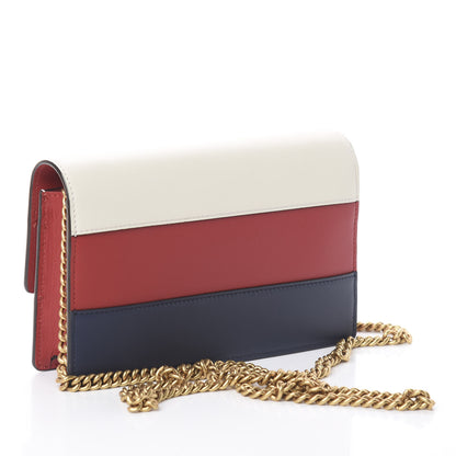 Gucci Calfskin Queen Margaret Chain Wallet Blue Agata Hibiscus Red Mystic White 2 of 7