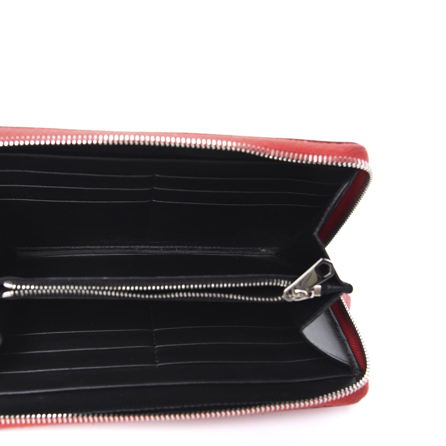 Calfskin Logo Zip Around Wallet Red Black