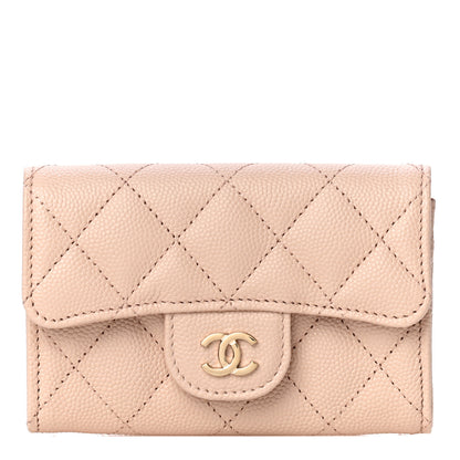 Chanel Caviar Quilted Flap Card Holder Wallet Beige 1 of 12