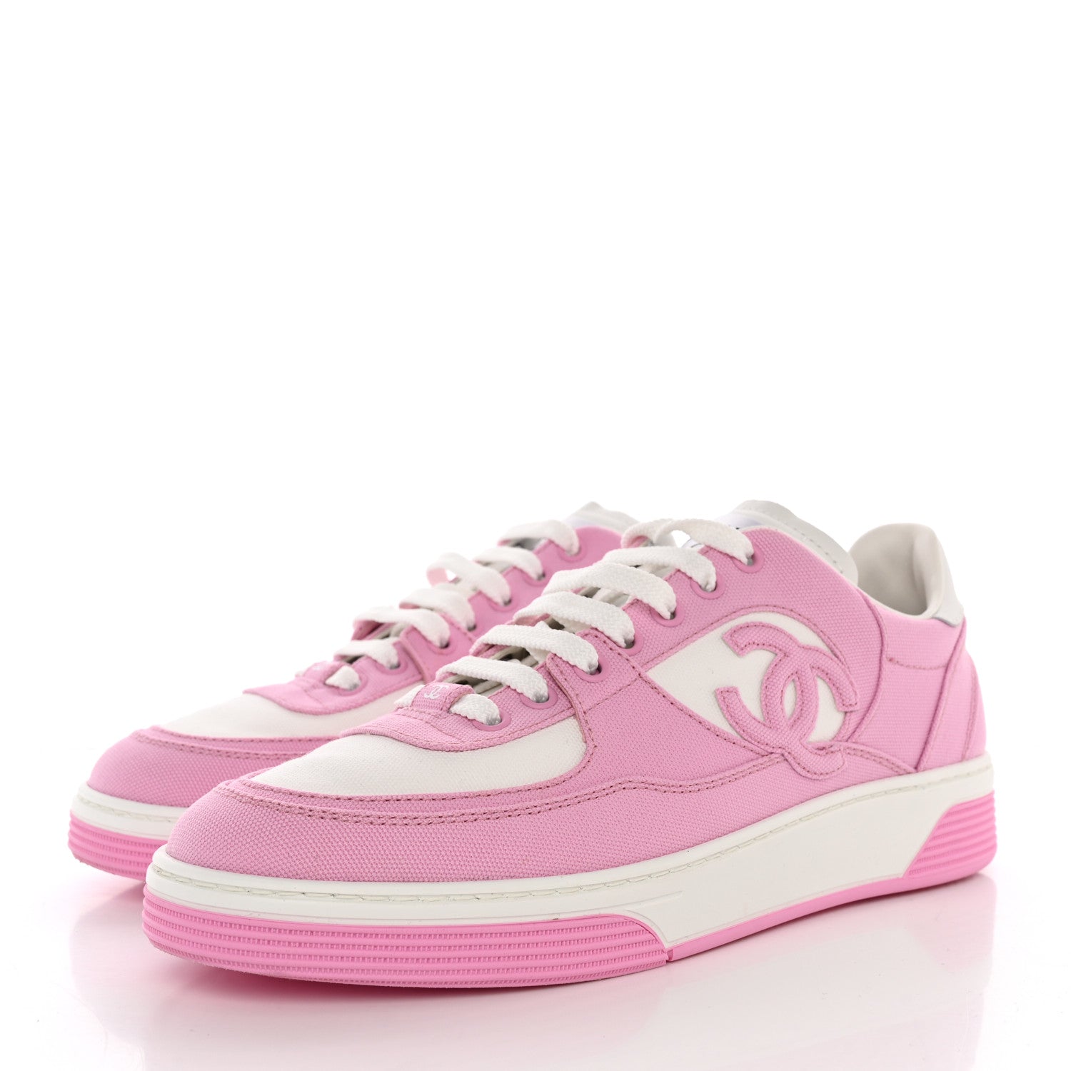 Chanel Cotton Sneakers 39.5 Pink White 3 of 12