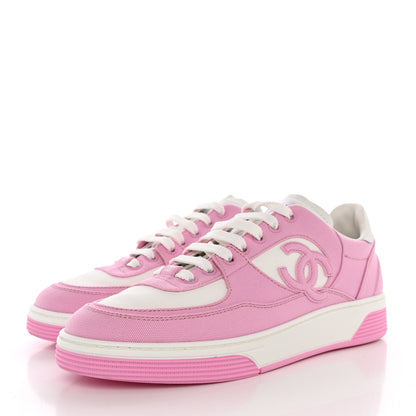Chanel Cotton Sneakers 39.5 Pink White 3 of 12