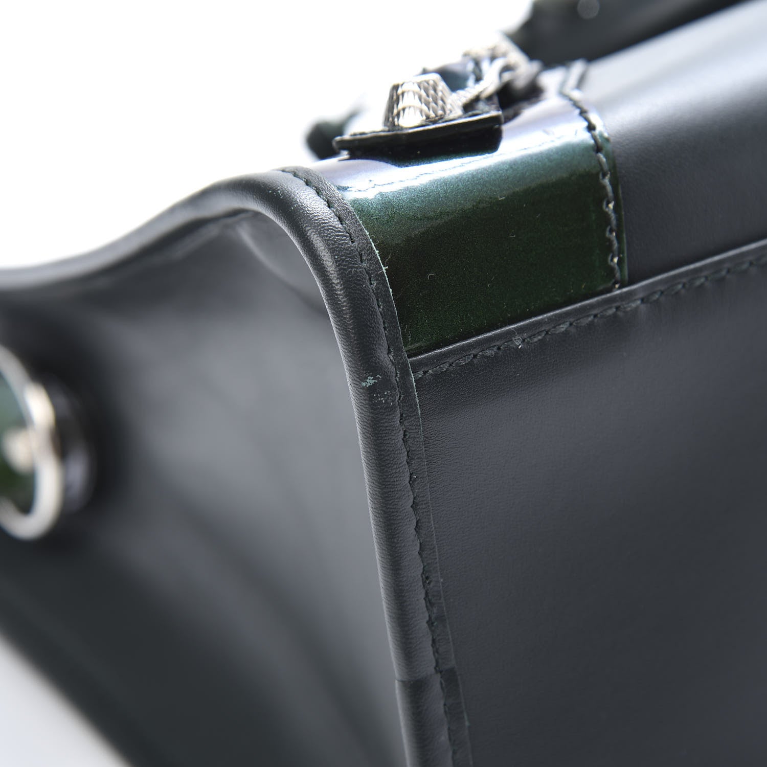 Balenciaga Smooth Calfskin Metallic Patent Giant 12 Silver Hardware City Vert Poker Fonce 12 of 12