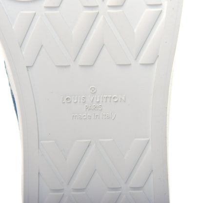 Louis Vuitton Calfskin Denim Monogram Mens Tattoo Sneaker Boots 11 Blue White 9 of 12