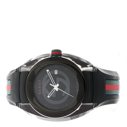 Gucci Stainless Steel Rubber 46mm Sync Web Quartz Watch Black 2 of 5