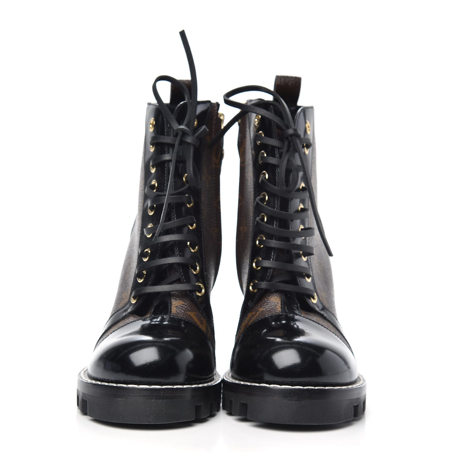 Patent Calfskin Monogram Star Trail Ankle Boots 38.5 Black