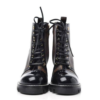Louis Vuitton Patent Calfskin Monogram Star Trail Ankle Boots 38.5 Black 2 of 7