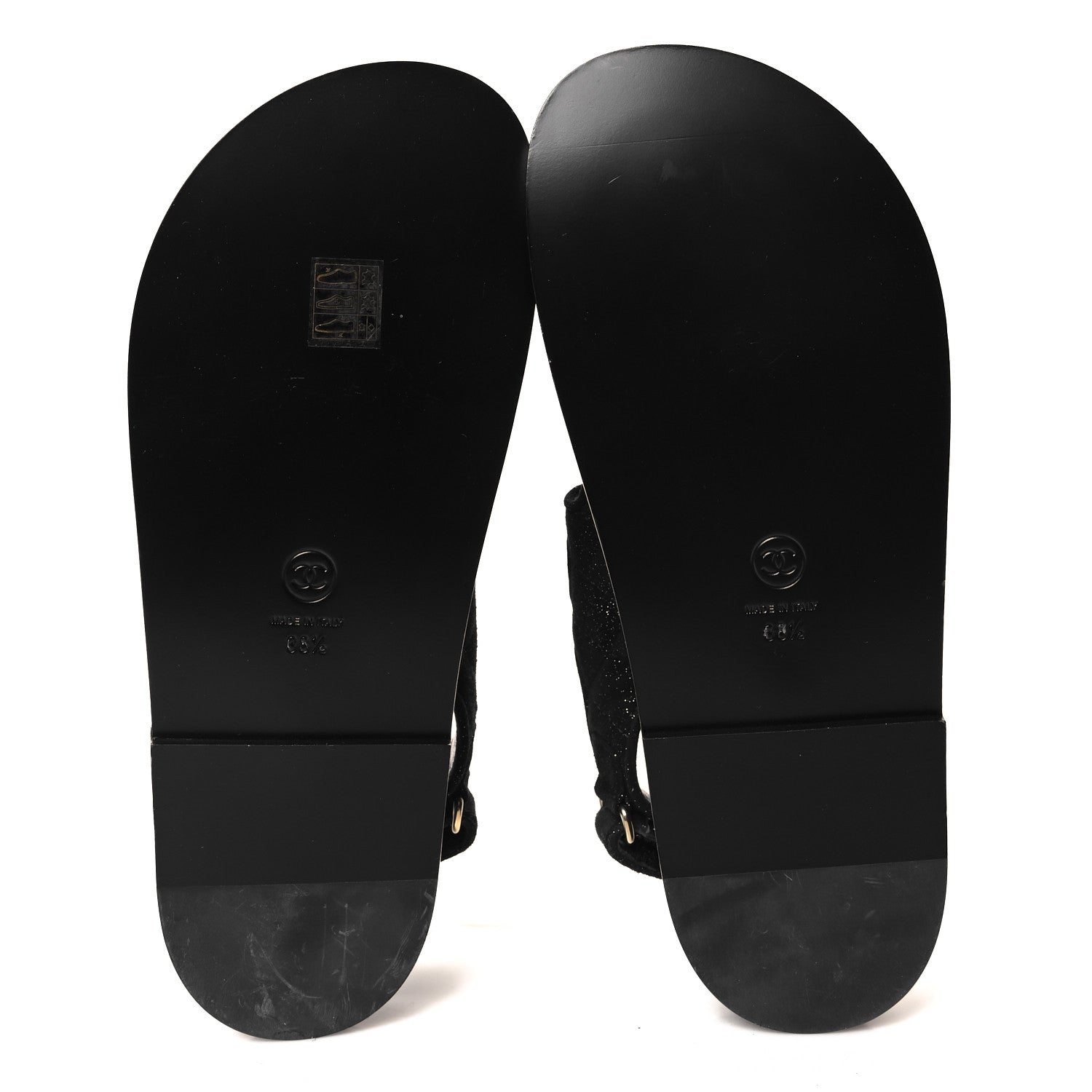 Chanel Suede Calfskin Glitter Crystal Velcro Dad Sandals 38.5 Black 5 of 7