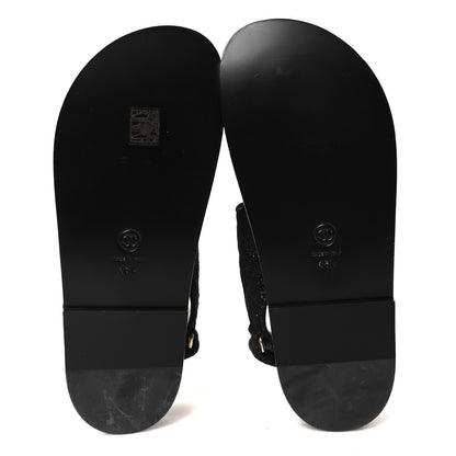 Chanel Suede Calfskin Glitter Crystal Velcro Dad Sandals 38.5 Black 5 of 7