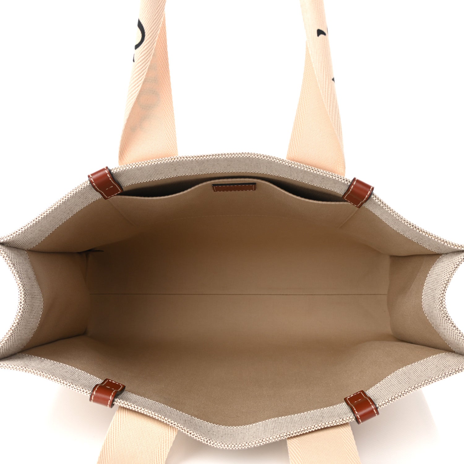 Chloe Cotton Calfskin Large Woody Ribbon Tote White Brown 5 of 9