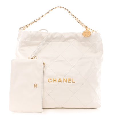 Chanel Shiny Calfskin Quilted Chanel 22 White 1 of 12