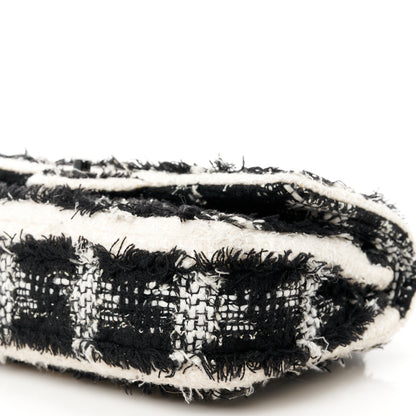 Chanel Tweed Quilted Tartan Medium Double Flap Black White 11 of 11
