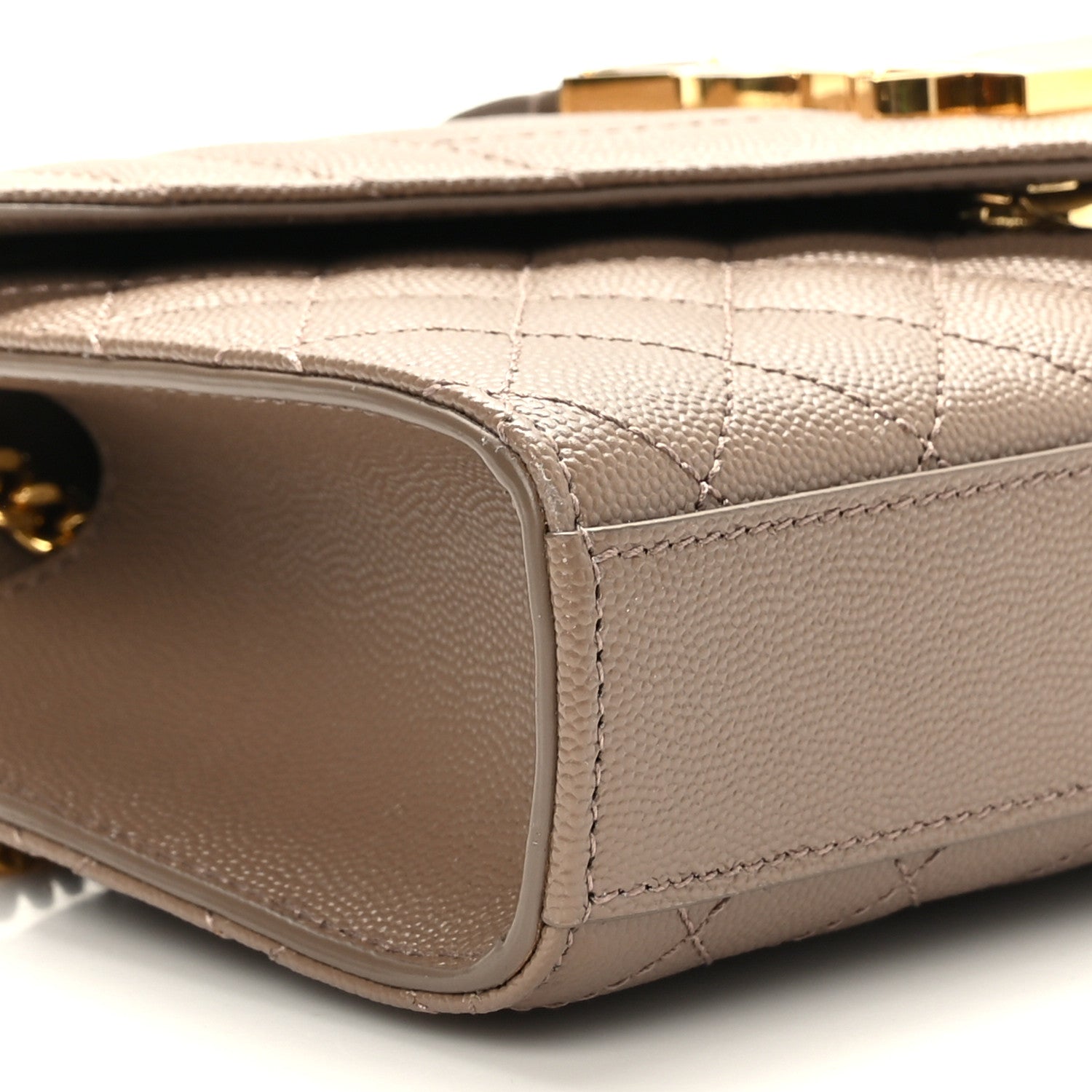 Saint Laurent Grain De Poudre Textured Mixed Matelasse Triquilt Small Monogram Satchel Taupe 7 of 9