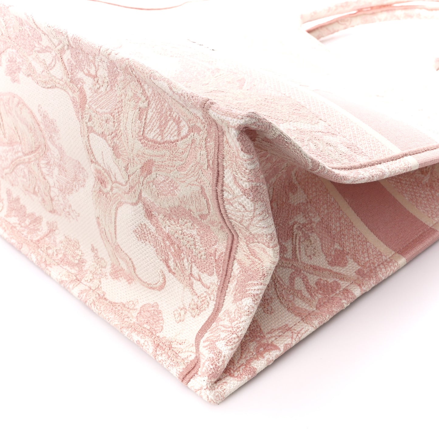 Canvas Toile De Jouy Embroidered Large Book Tote Pink