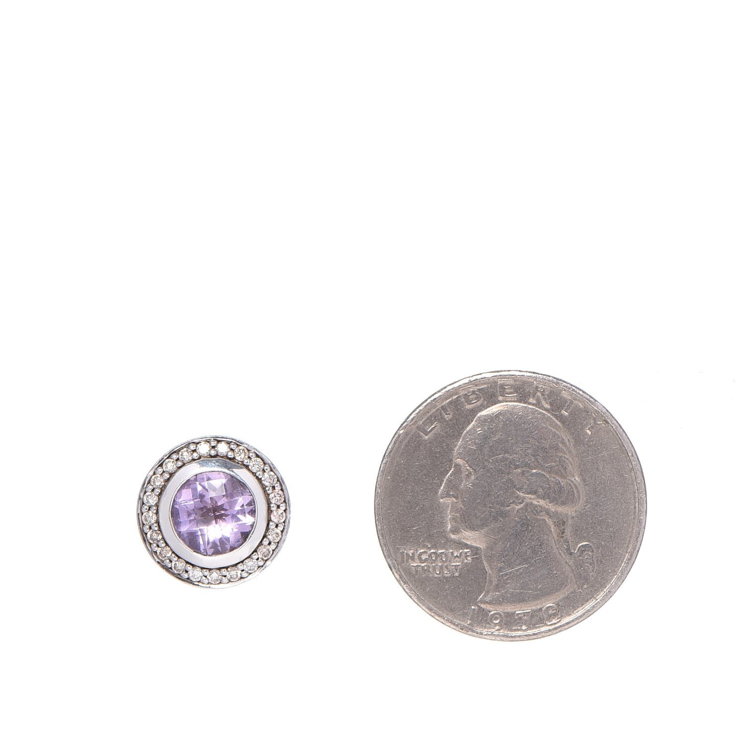 David Yurman Sterling Silver Amethyst Diamond 8mm Cerise Earrings 2 of 5