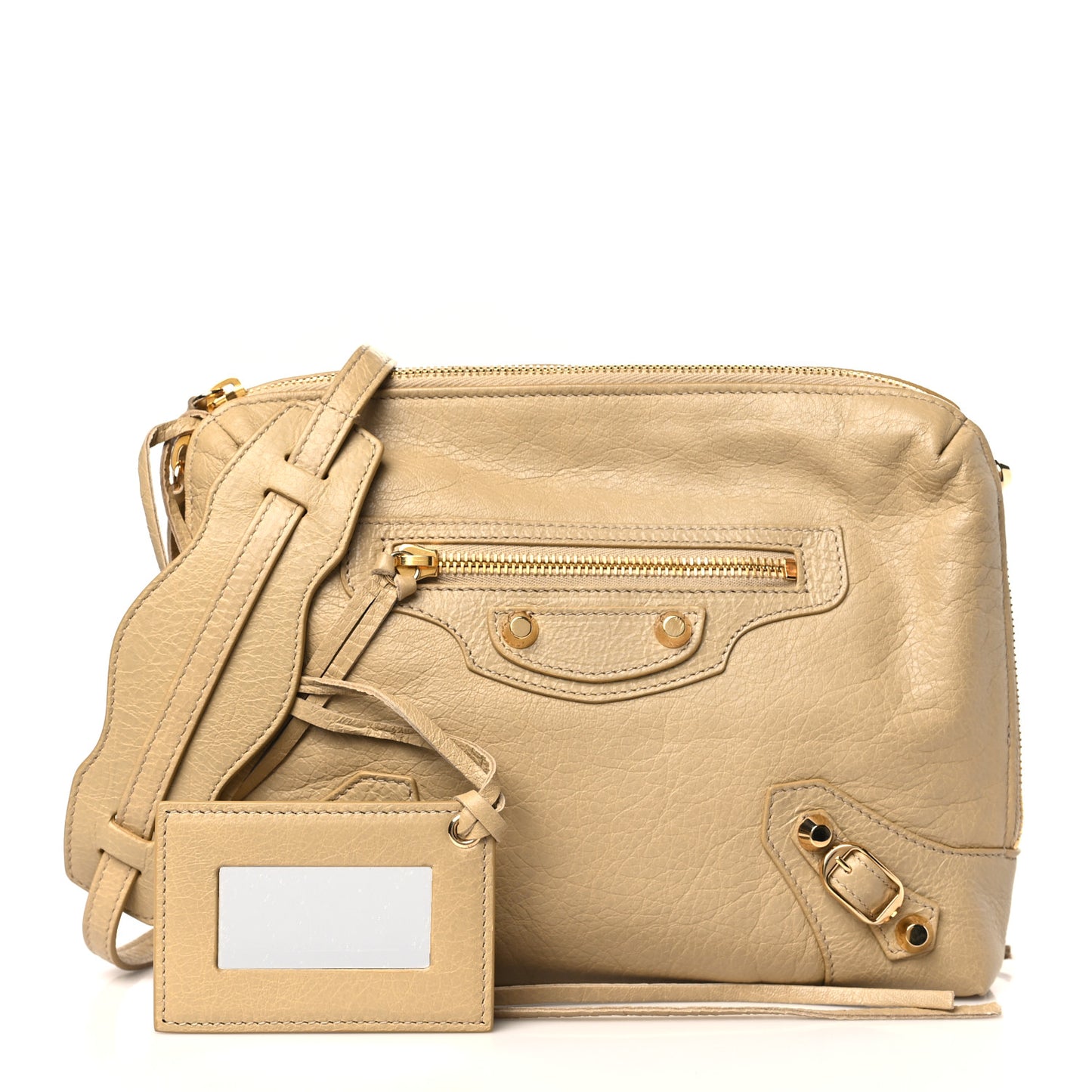 Agneau Classic Gold Hardware XS Reporter Crossbody Beige Sable