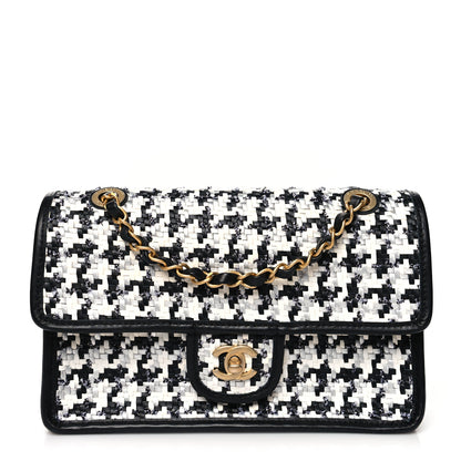 Chanel Metallic Lambskin Viscose Woven Flap Silver Black 1 of 11