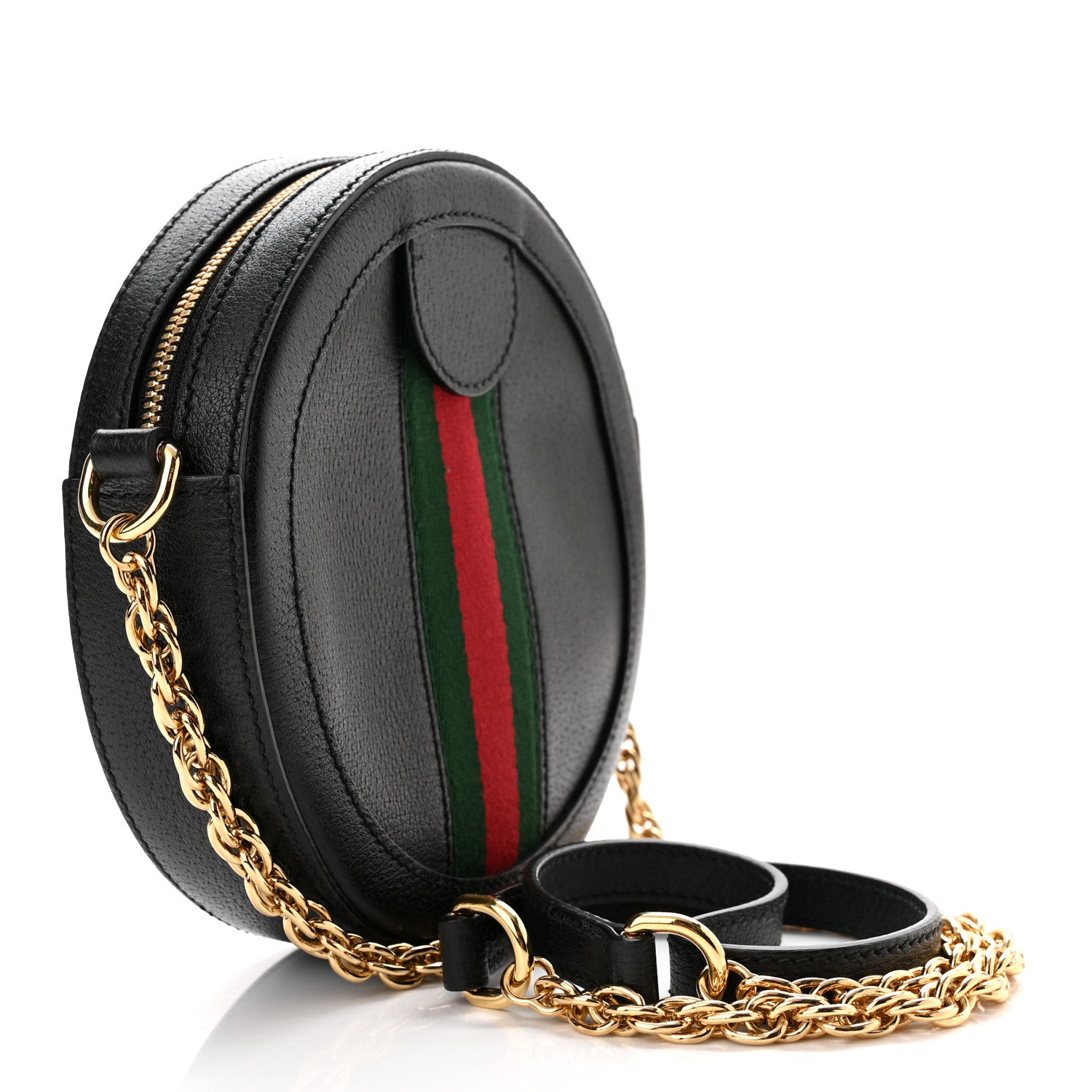 Gucci Grained Calfskin Web Mini Ophidia Round Shoulder Bag Black 3 of 10