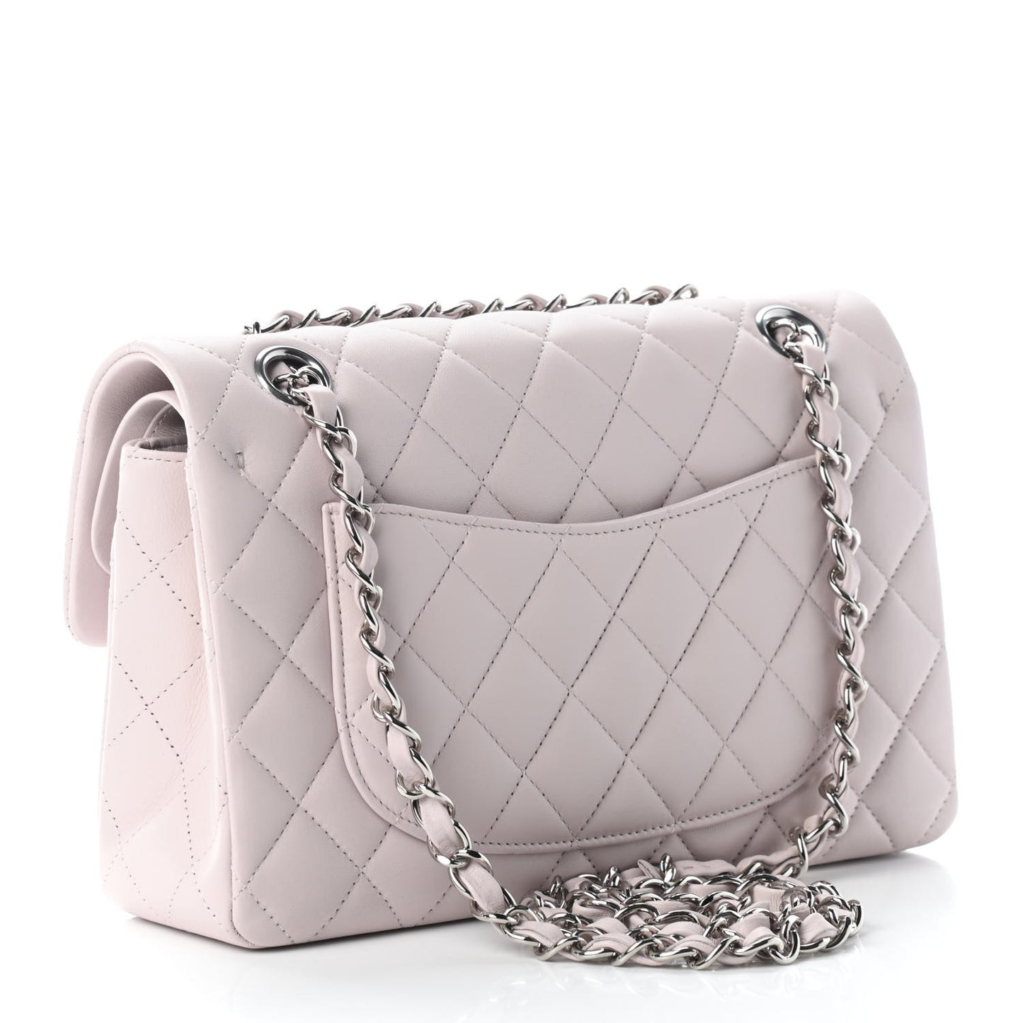 Lambskin Quilted Small Double Flap Light Purple