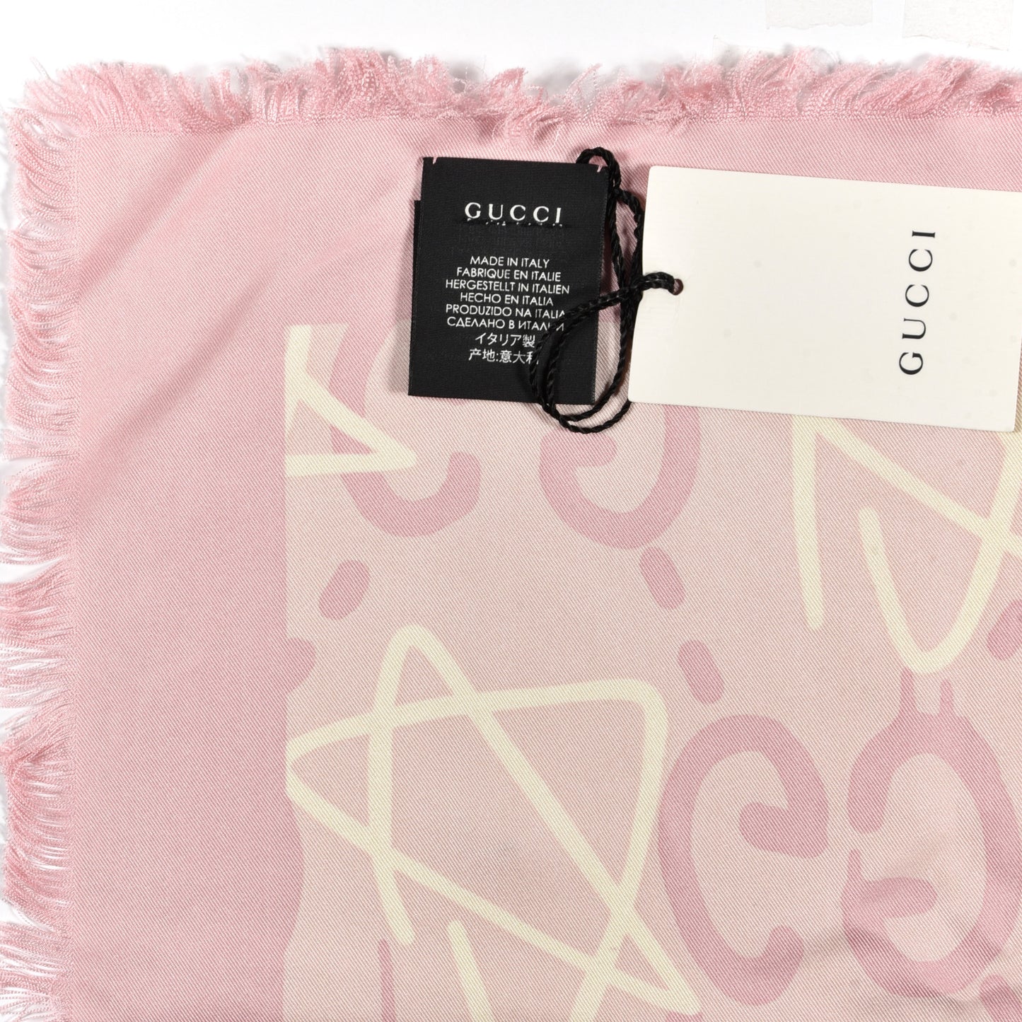 Silk Twill Gucci Stars Square Shawl Rose Pink